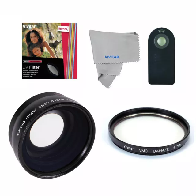 Wide Angle Macro Lens +UV FILTER +REMOTE For Canon REBEL EOS T3 T2 T5 T5I XT T1