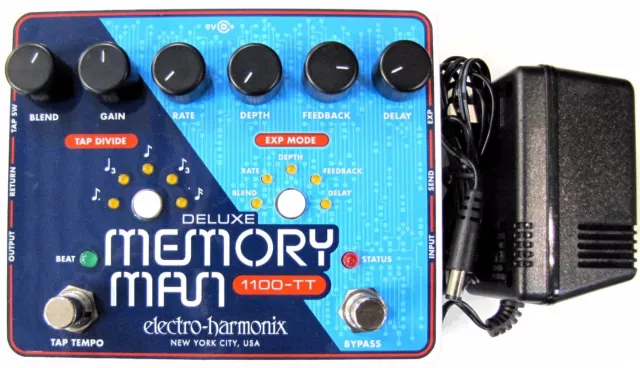 Used Electro-Harmonix Deluxe Memory Man 1100TT Tap Tempo 1100 ms Delay Pedal TT