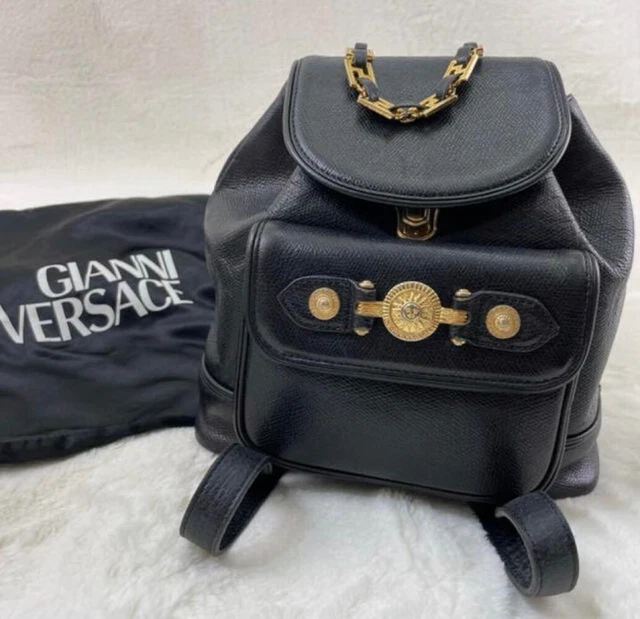 GIANNI VERSACE Rucksack Backpack Gold Metal Fittings Medusa Leather from japan GIANNI VERSACE Rucksack Backpack Gold Metal Fittings Medusa Leather from japan