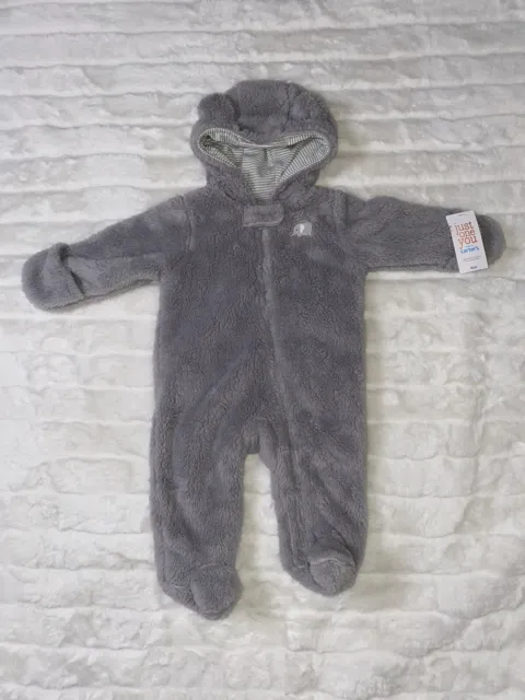 Just One You by Carters Infant Baby Bunting 6 Months Hooded Fleece Gray