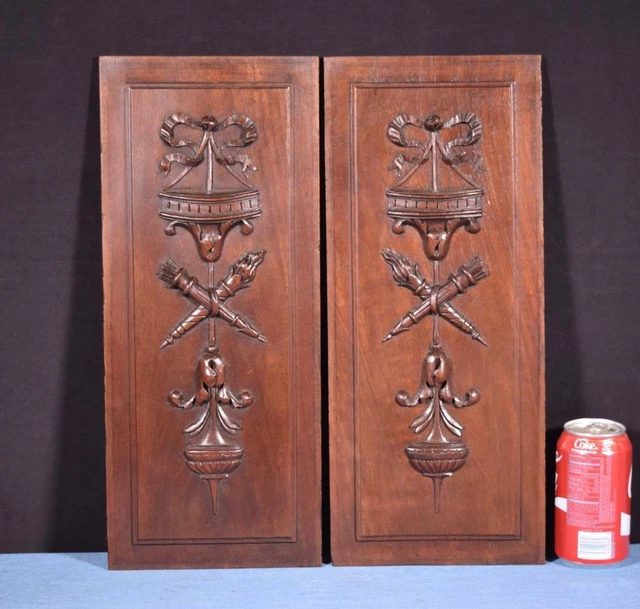*Pair of Antique Louis XVI Style French Walnut Wood Panels Salvage