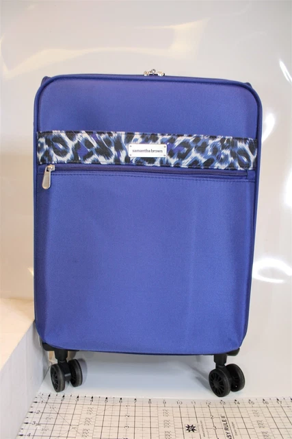 Samantha Brown Navy Leopard NEW 2PC Set Carry On & Tote Luggage S7655-47-2PC 3