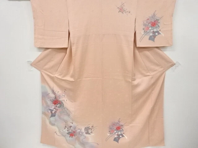 6372193: Japanese Kimono / Vintage Homongi / Floral Cart & Peony With Kiku