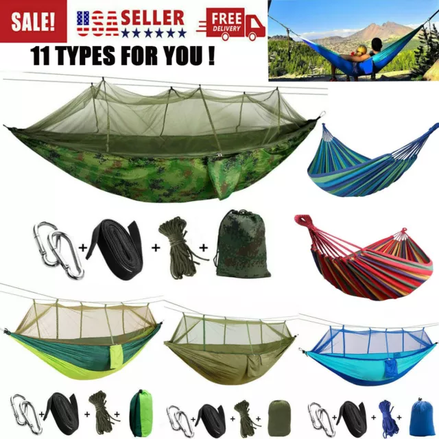 Outdoor Camping Double Hammock with Mosquito Net Home Hanging Bed Swing Chair