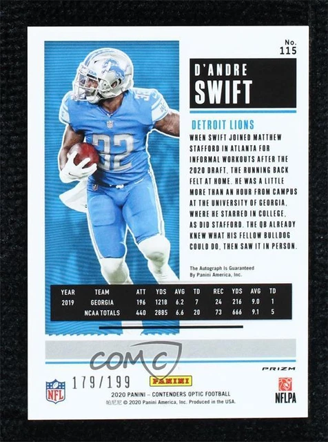 2020 Panini Contenders Optic Ticket RPS Red 179/199 D'Andre Swift Rookie Auto RC 2