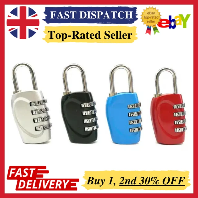 Security 4 Digit Combination Metal Padlock Luggage Lock Travel Suitcase Code UK