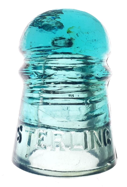 CD 102 Blue STERLING £ Antique Glass Telegraph Insulator PONY STYLE G9