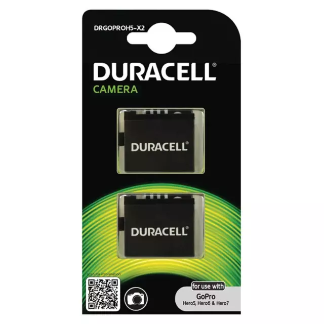 1x2 Duracell Li-Ion Akku 1250mAh für GoPro Hero 5/Hero 6/Hero 7