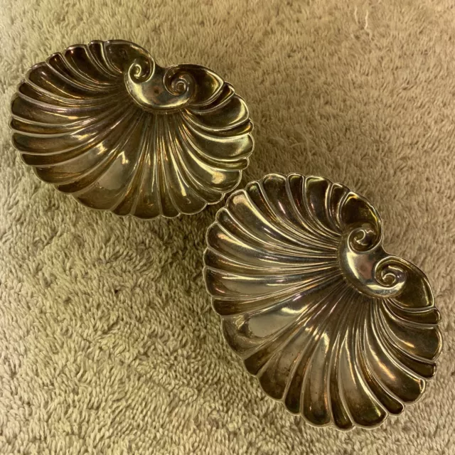 Pair of Spanish Solid Silver Scallop Shell Dishes