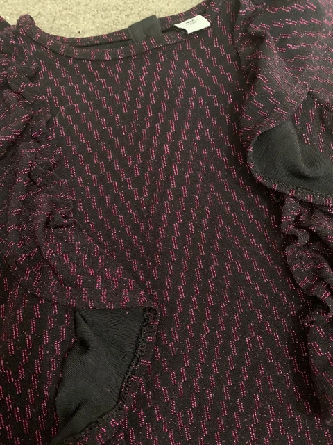 BNWOT TU Girls Black Pink Sparkle Ruffle Top 4 years