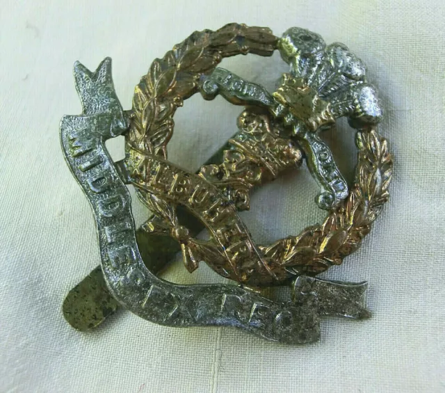 Middlesex Regiment Albuhera Bi-Metal Cap Badge With Slider