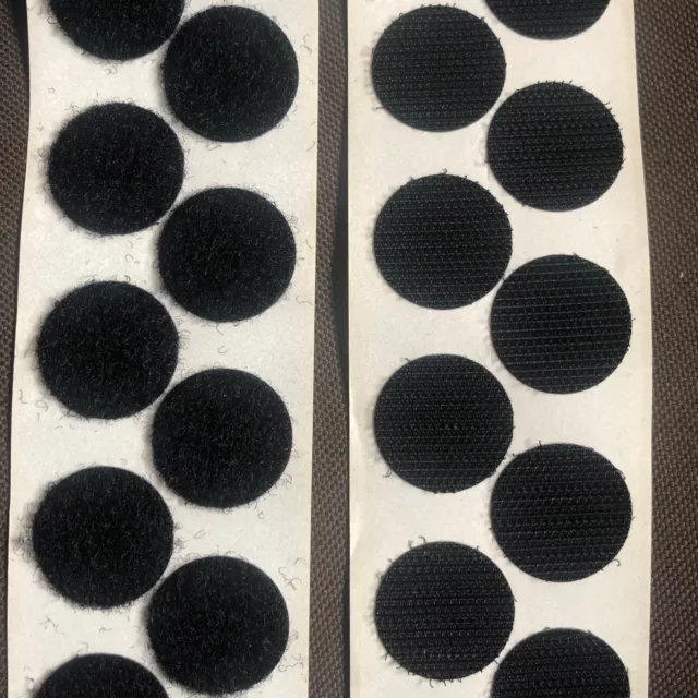 50 Stück Klettpunkte selbstklebend 25mm Ø Klettband Klettverschluss / Schwarz
