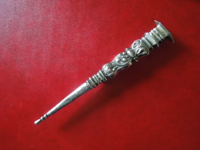 J5174 ANTIQUE Dutch 833  SILVER NEEDLE CASE HOLDERLENGTH 15 CM SCARCE   see desc