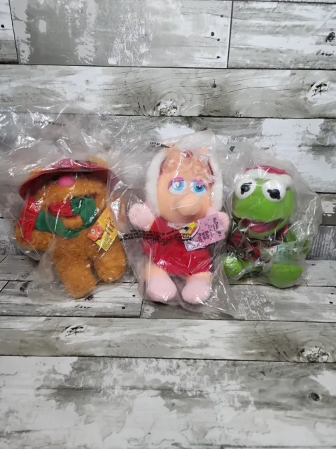 Muppet Babies Plush McDonalds Christmas Miss Piggy Kermit Fozzie Vtg 1987 3pcs