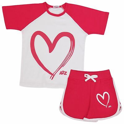 Bambini Set Breve Girls Rosa Stile Raglan Manica T Shirt Estate Vestito 2 pezzi Set