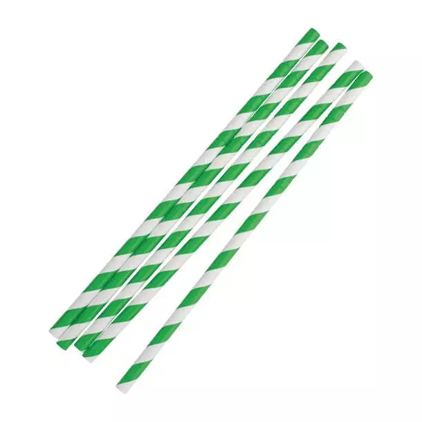 Fiesta Compostable Bendy Paper Straws Green Stripes (Pack of 250) PAS-FB143 3