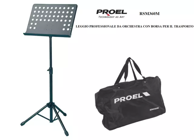 Proel Rsm360M Leggio Professionale Forato Da Orchestra Completo Borsa Rsm 360