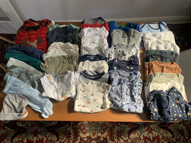 LARGE LOT OF INFANT BABY BOY CLOTHES (Newborn to 3 Months) CARTERS, HONEST, ETC