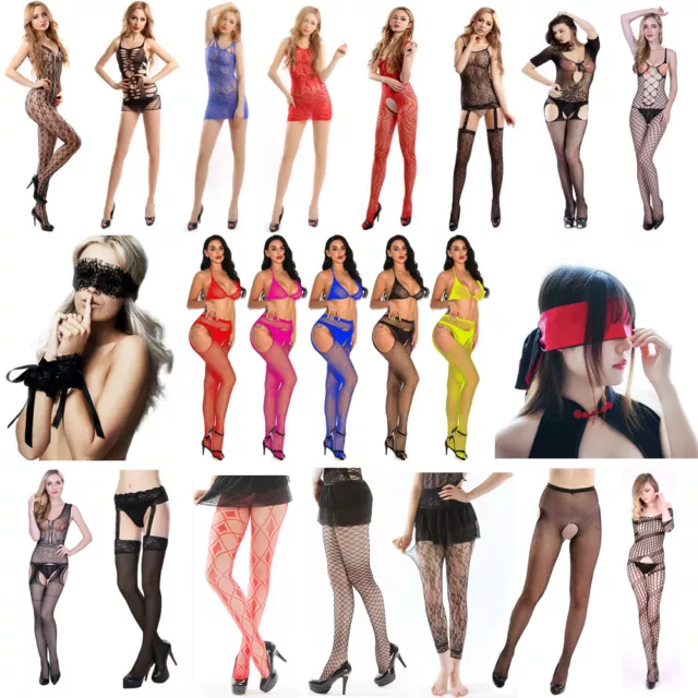 Sexy lingerie Crotchless Bodystocking Fishnet Babydoll Nightwear Masks Stocking