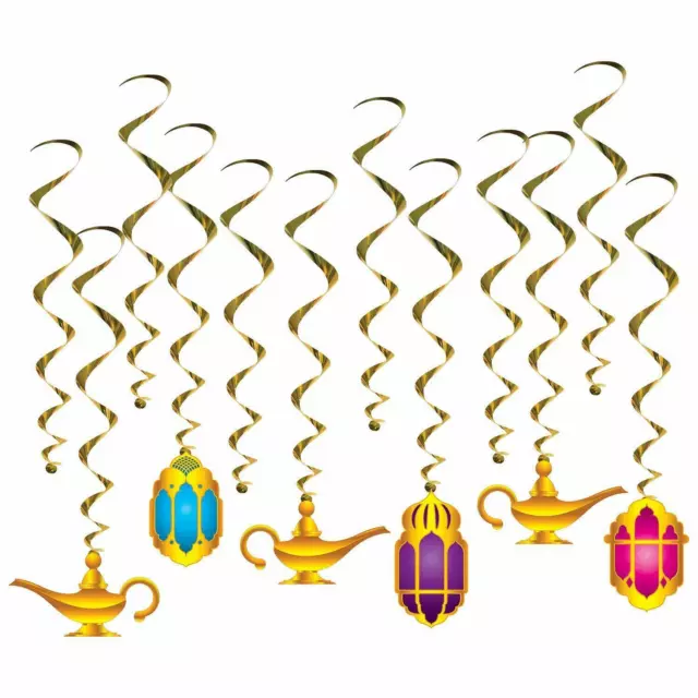 Arabian Nights Lamp Lantern Whirls Pack of 12 Birthday Party Decorations