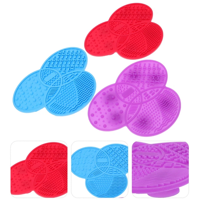 3 PIEZAS Maquillaje Pincel Alfombra de limpieza Almohadilla de silicona Whubber Portátil