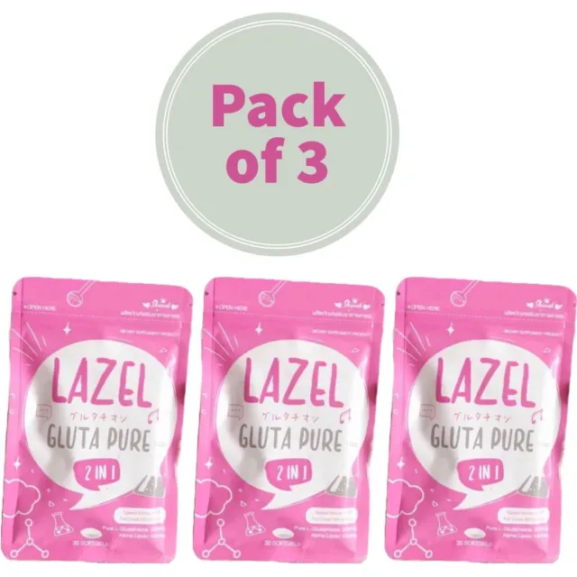 Gluta Lazel Pure Whitening Skin Frozen Collagen Antioxidant 30 Caps (Pack of 3)