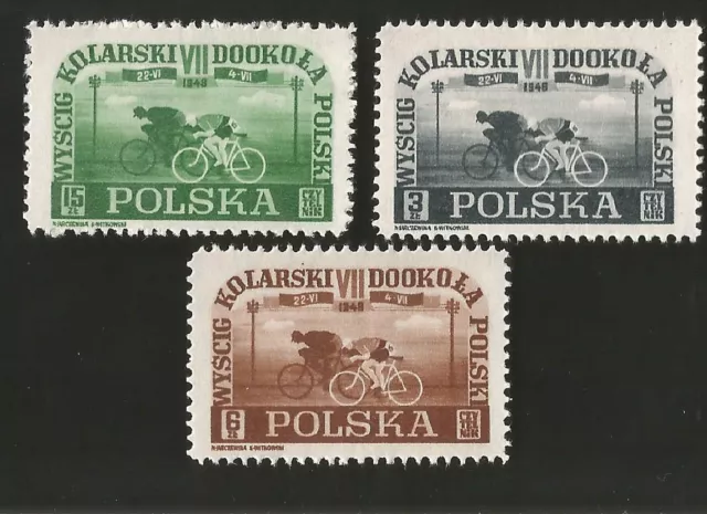 Polen Fahrrad Wettrennen Postfrisch Marken 1948 Poland Bicycle Race Mint Stamps