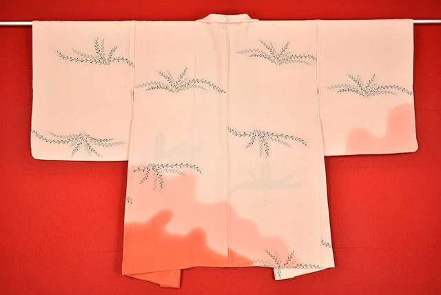Vintage Japanese Kimono Silk Antique BORO Black HAORI Kusakizome Woven/B781/600