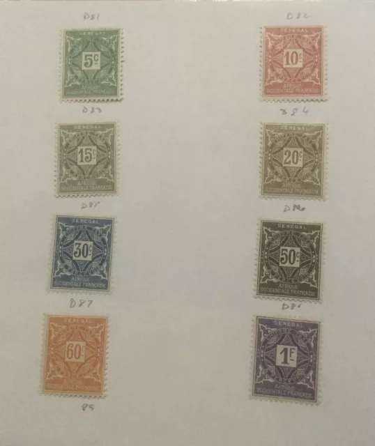 French Colonies Senegal mint stamps 1915 set Postage Dues sg D81-88 MH