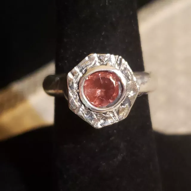 Sterling Silver OREGON SUNSTONE Heptagon Ring, HANDCRAFTED, 1.58 Ct, Untreated!!