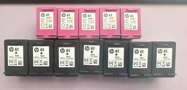 Lote de 12 cartuchos de tinta vacíos HP 61 - 5 tricolores y 7 negros