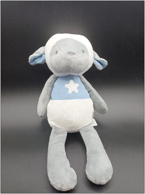 Doudou peluche Mouton - Obaibi - Gris Blanc Bleu Étoile