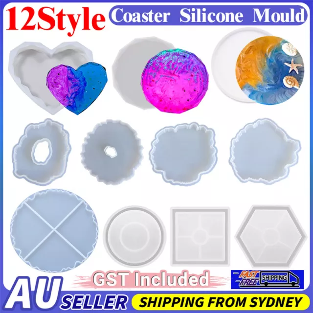 Coaster Resin Casting Mold Silicone Jewelry Agate Making DIY Tray Mould Craft AU