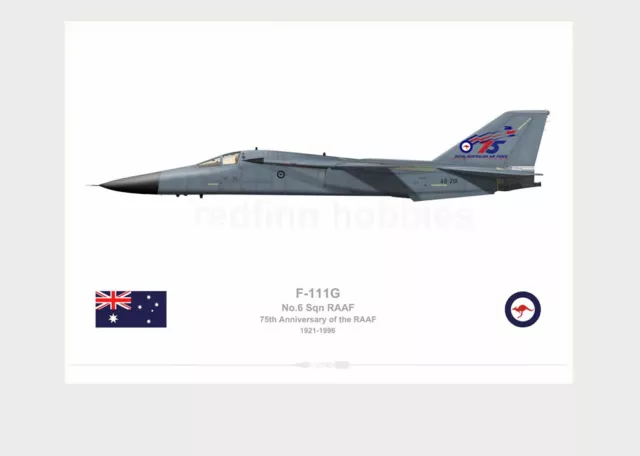 Warhead Illustrated F-111G 6 Sqn RAAF 75th Anni. of the RAAF Aircraft Print
