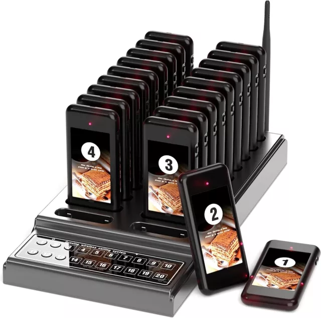 20 Restaurant Coaster Pager Guest Call Wireless Paging Queuing Calling System AU