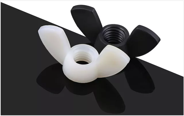 Nylon Butterfly Nut Black/White Plastic Wing Nut Hand Tighten Nuts M3 M4 M5 -M12