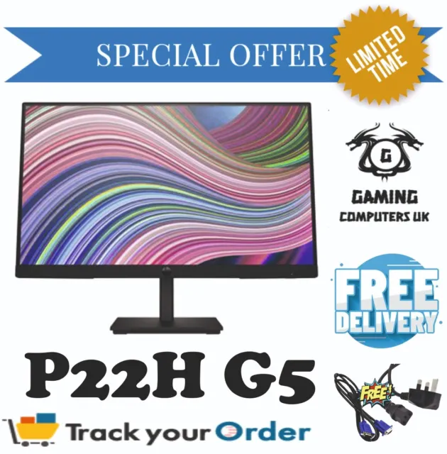 OFFER! HP P22h G5 21.5" Full HD Black Monitor HDMI VGA DP FREE DELIVERY/CABLES!
