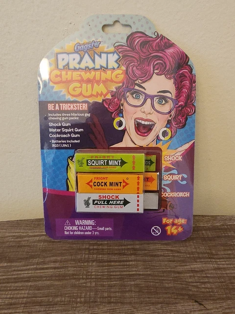 Gag Chewing Gum 3-in-1 Prank Toys | Shock, Water Squirt & Cockroach Finger Snap