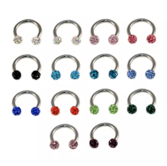 Horseshoe Bar Crystal SHAMBALLA Circular Barbell Lip Nose Septum Ring