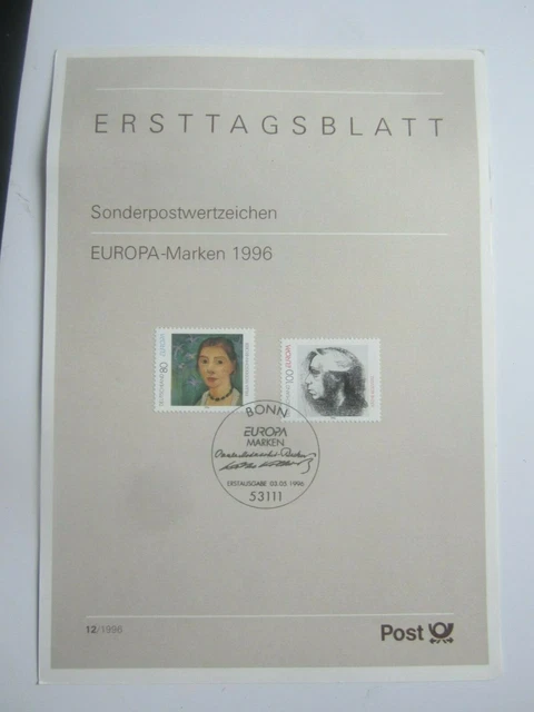 ERSTTAGSBLATT europa marken 1996 03.05.1996