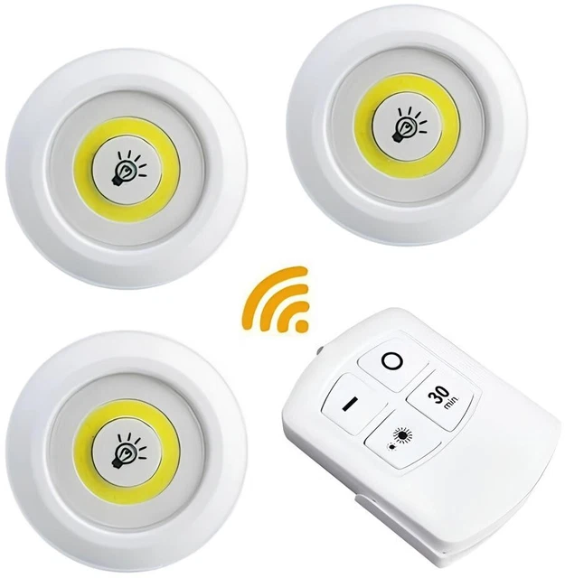 3 Faretti LED RGB A Batteria | Con Telecomando | Luci Sottopensile Per Cucina E Armadi - Senza Fili