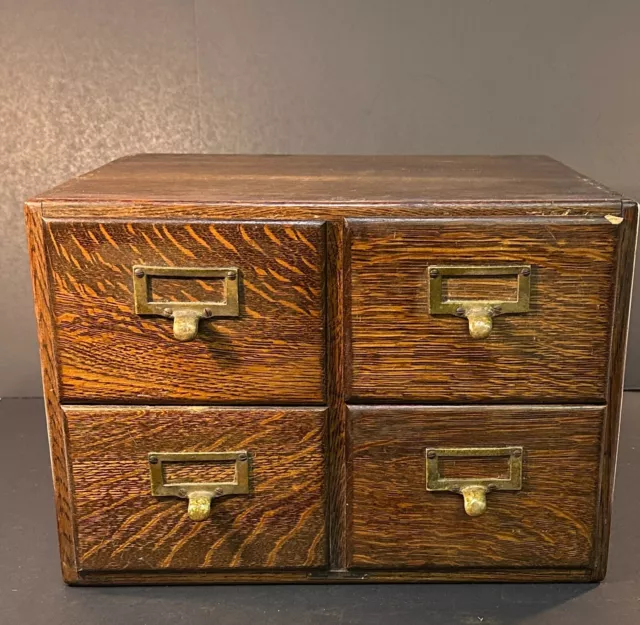 Antique Macey 4 Drawer Oak Wood Card Catalog Cabinet Industrial Office Library