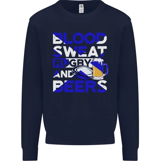 Felpa Blood Sweat Rugby e Birre Scozia Divertente Uomo Maglione 2