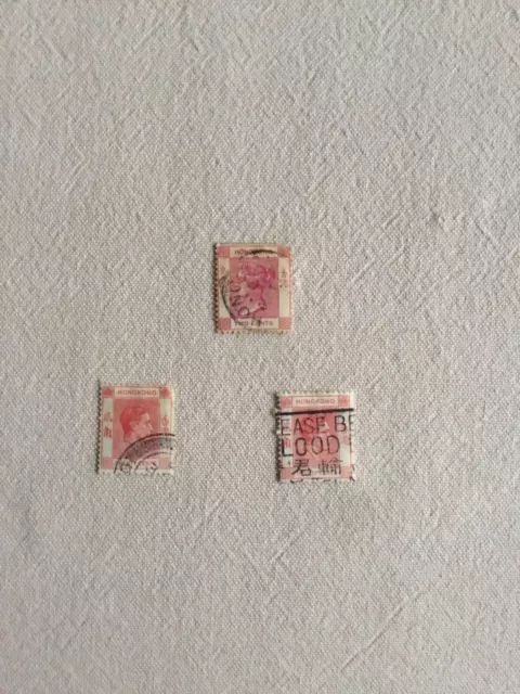 Hong Kong Stamps Kgv1 1938 20 Cents Red (2)Sg148 & Qv 1880 2 Cents Red Sg33 Used