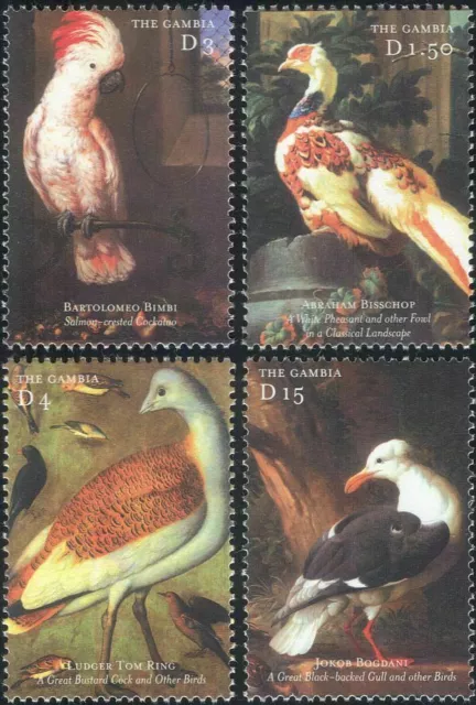 Gambia 2000 Cockatoo Parrot Pheasant Bustard Gull Birds Paintings Nature Art MNH