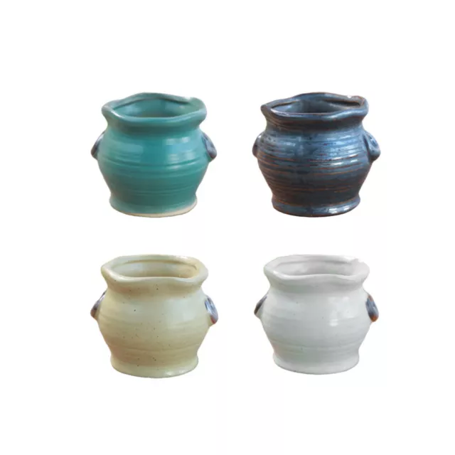 4 Pcs Ceramic Flower Pot Miniture Decoration Small and Fresh