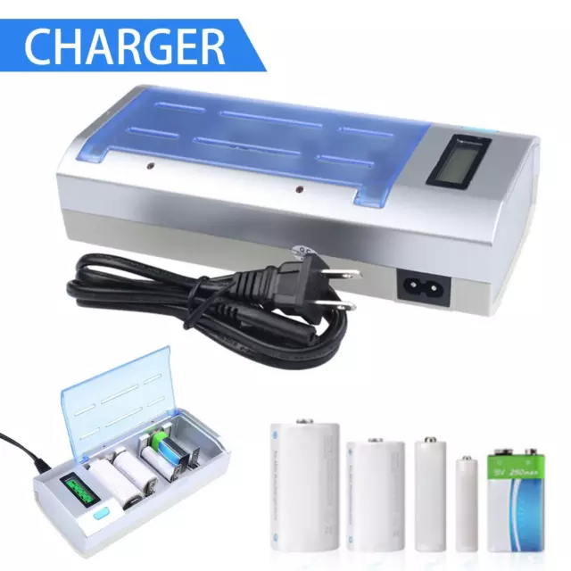 Universal Battery Charger LCD Battery Charger for AA /AAA/C/D 9V"