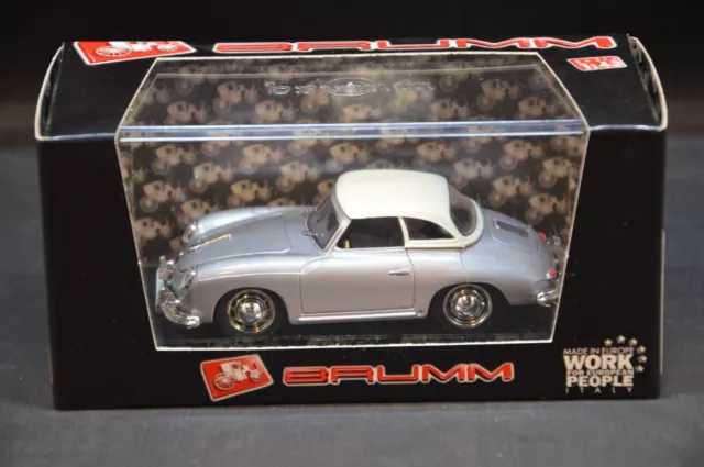 Brumm 1/43 Porsche 356 Hard Top 1952 Argent R314-02 Die Cast Made IN Italy