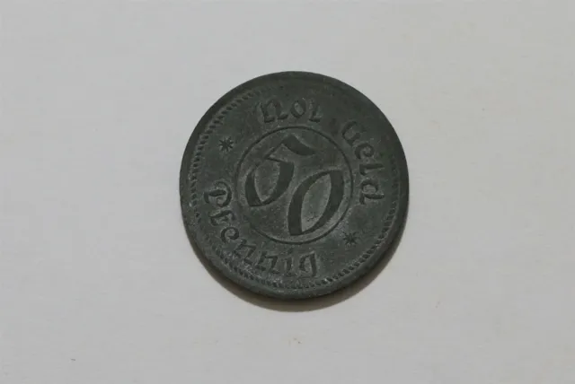Germany War Money Token 50 Pfennig 1920 Bremen Zinc B34 #Z670.