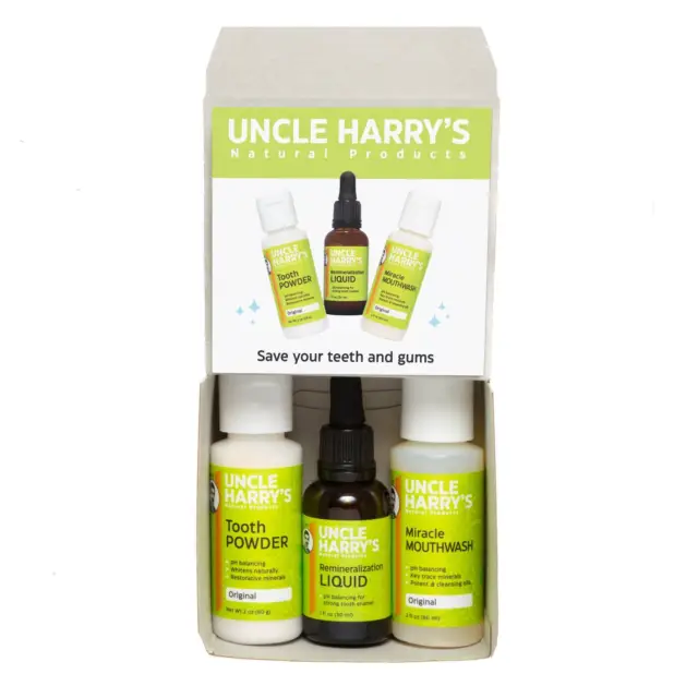 Uncle Harry's Natural Remineralization Kit for Tooth Enamel, One 3 Piece Kit